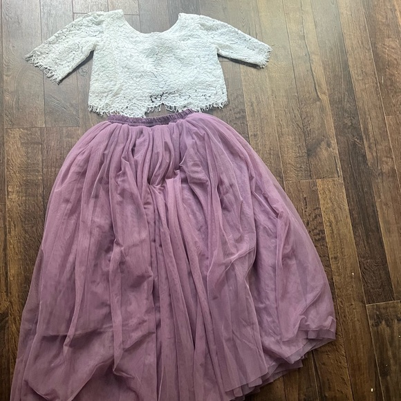 Other - White Lace Top and Purple Tulle Skirt Set